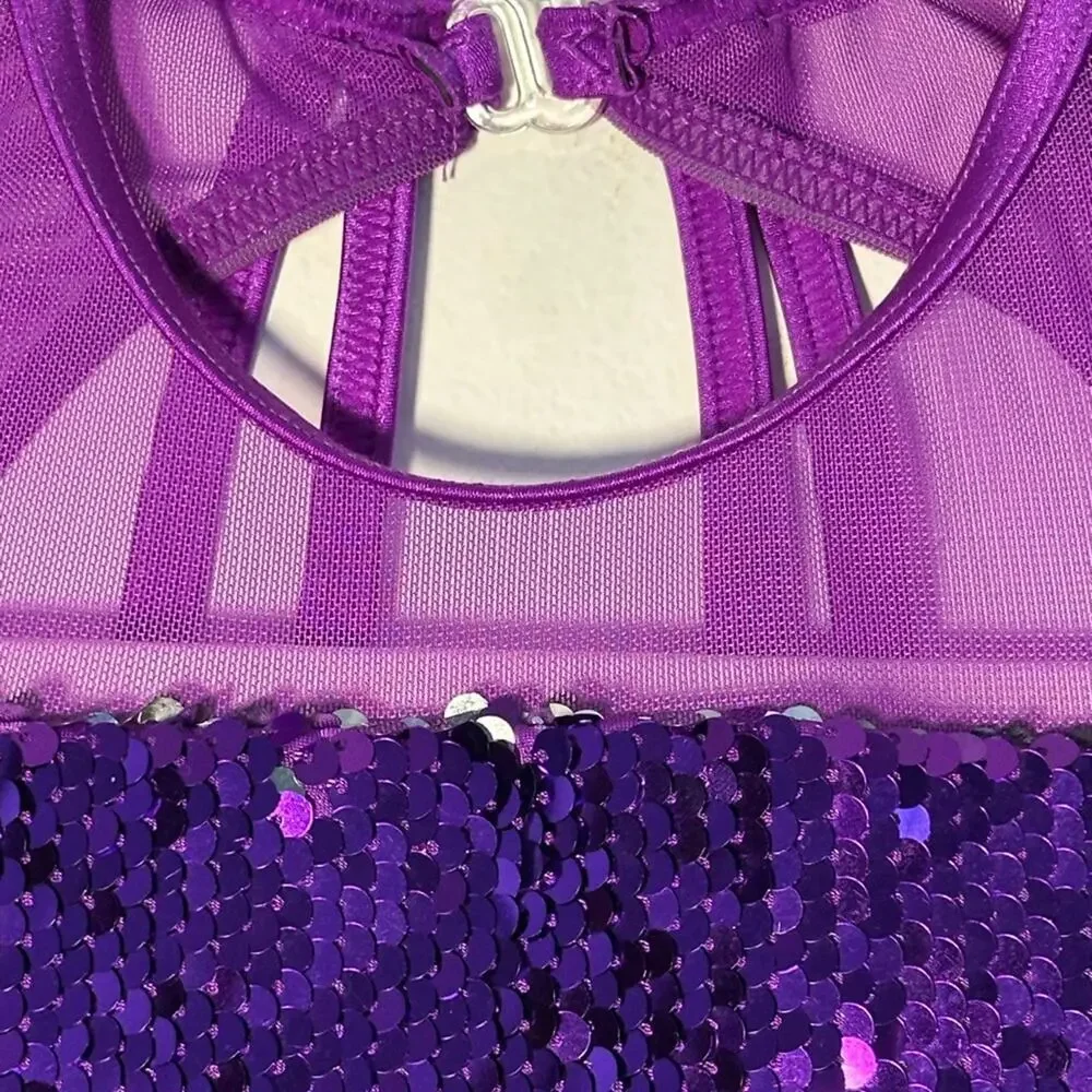Weissman Purple Sequin Kids tiered dance dress Costume with small flaw Size IC